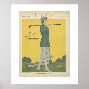 Póster Mujer golfista vintage vida poster junio de 1921