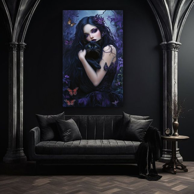 Póster Mujer gótica con gato negro (Subido por el creador)