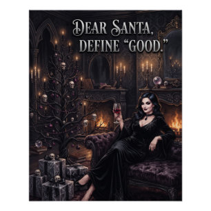 Póster Mujer Gótica Frente a un Árbol de Navidad Espeluzn