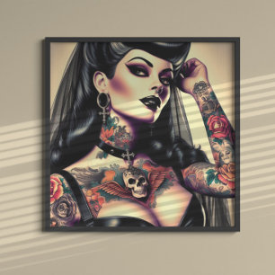 Póster Mujer gótica tatuada