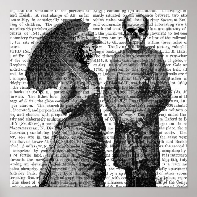 Póster Mujer gritando y cráneo (Frente)