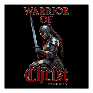 Póster Mujer guerrera de Cristo 2 Timoteo 2:3 cristiana