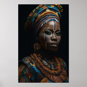 Póster Mujer guerrera modelo negro de alta moda
