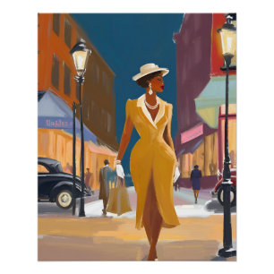 Póster Mujer harlem en la noche
