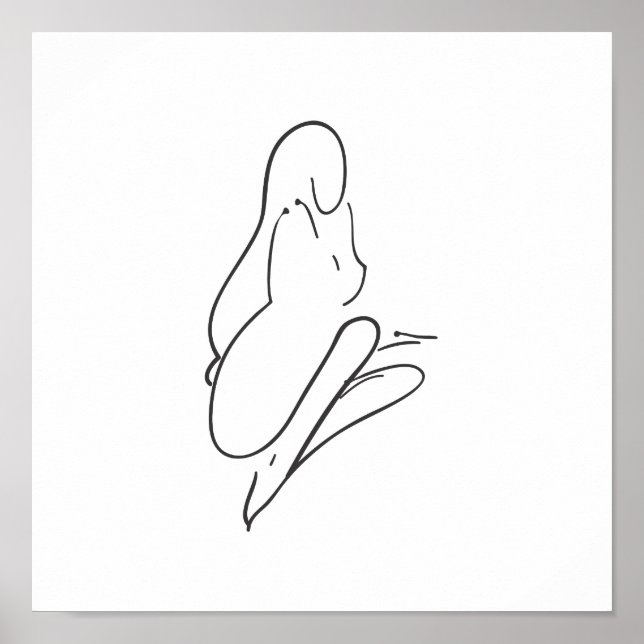 Póster Mujer hermosa con pelo largo (Frente)