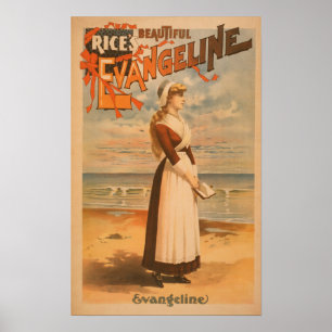 Póster Mujer hermosa de Evangeline del arroz en el océano