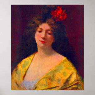Póster Mujer hermosa en 1901 con un manto