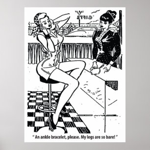 Póster Mujer hermosa en la tienda, humor, vintage