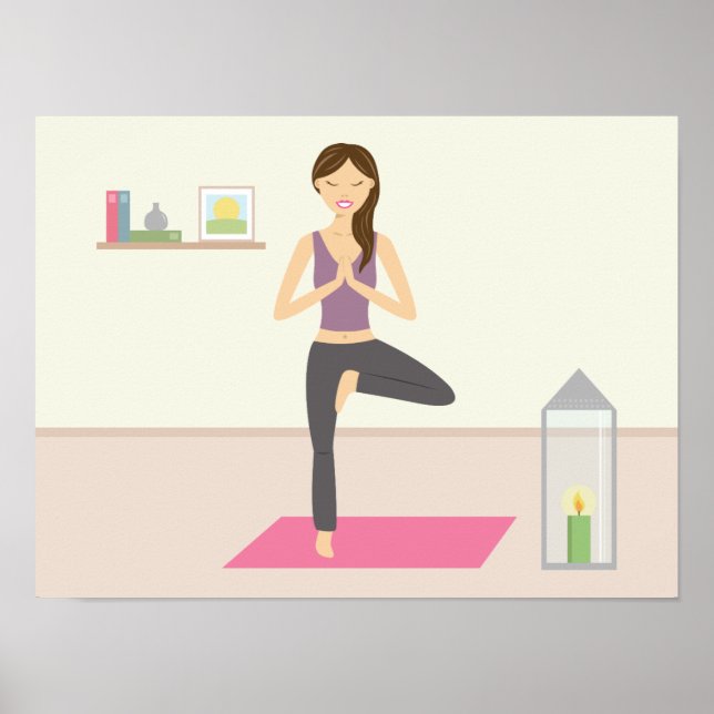 Póster Mujer Hermosa Haciendo Yoga En Una Habitación Deco (Frente)