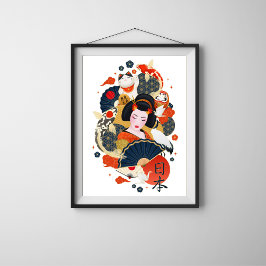 Póster Mujer hermosa poster asiático de pared