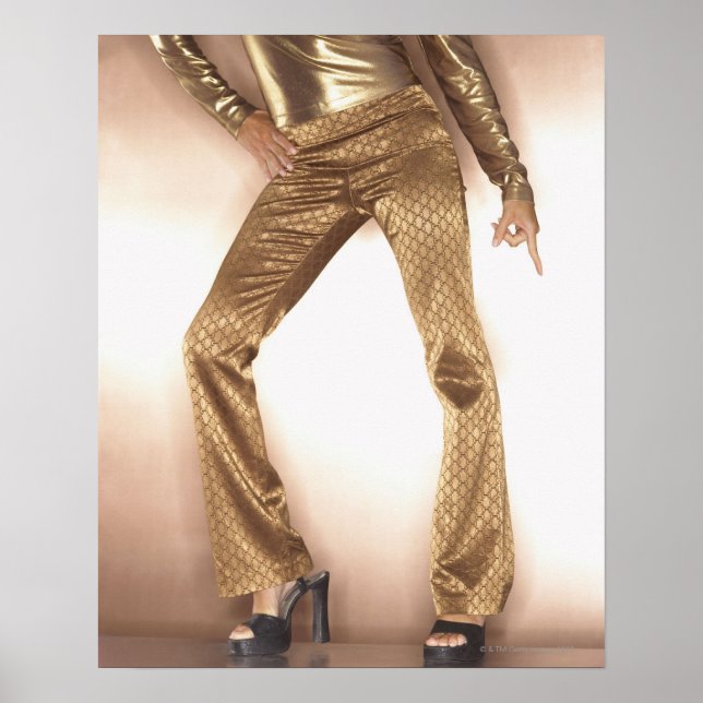 Póster Mujer hip hop en baile disco de oro (Frente)
