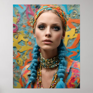 Póster Mujer Hippie Hermosa