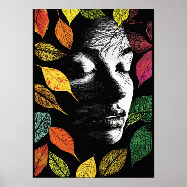 Póster "Mujer hoja: La belleza de la Tierra" (Frente)