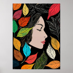 Póster "Mujer hoja: Tranquila esencia"