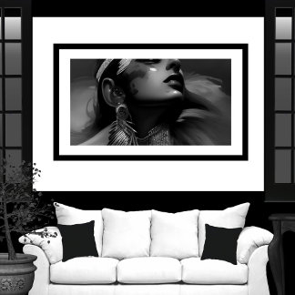 Póster Mujer india blanca y negra Monocroma 2
