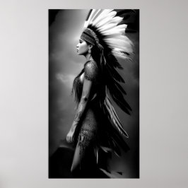 Póster Mujer india blanca y negra Monocroma 3