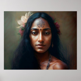Póster Mujer india se enfrenta a pintura de aceite