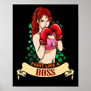 Póster Mujer irlandesa fuerte empoderada boxeo kickboxing