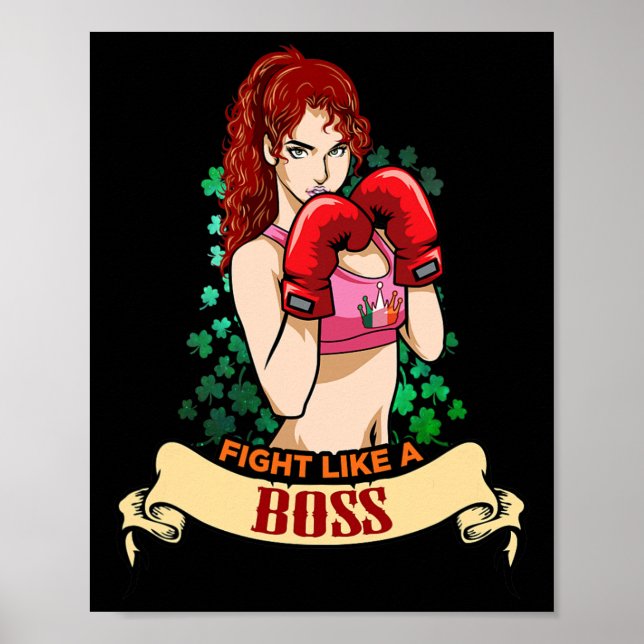 Póster Mujer irlandesa fuerte empoderada boxeo kickboxing (Frente)
