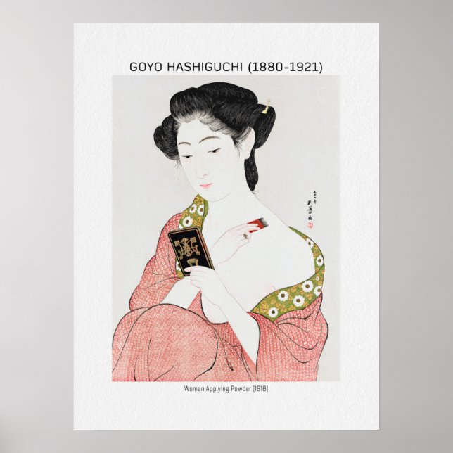 Póster Mujer japonesa aplicando polvo - Goyō Hashiguchi (Frente)