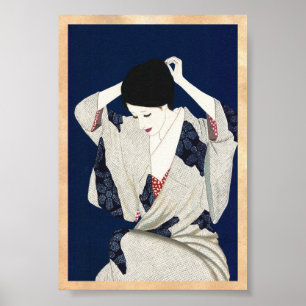 Póster Mujer japonesa clásica de la señora del pelo de