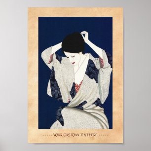Póster Mujer japonesa clásica de la señora del pelo de