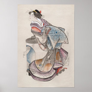 Póster Mujer japonesa del álbum de bocetos del siglo XIX