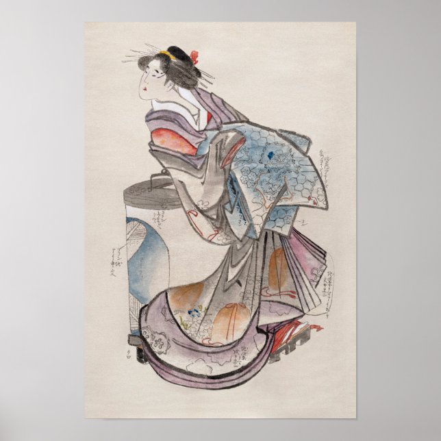 Póster Mujer japonesa del álbum de bocetos del siglo XIX (Frente)