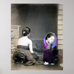 Póster Mujer japonesa en habitación de vestir en 1870