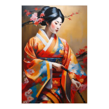 Póster | Mujer japonesa | Estilo de pintura de ace