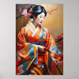Póster | Mujer japonesa | Estilo de pintura de ace