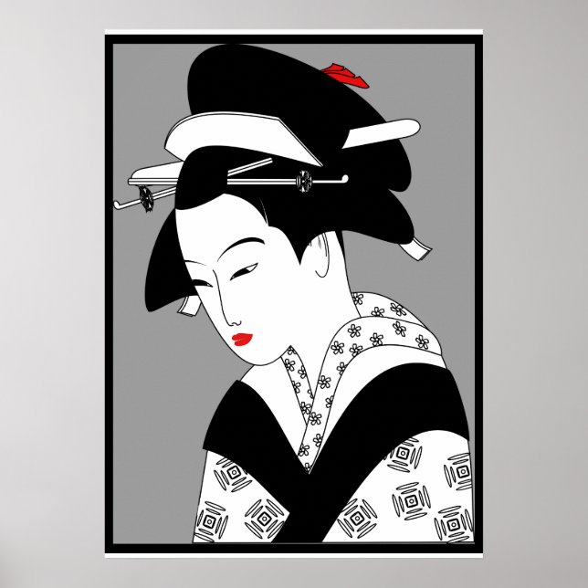 Póster Mujer japonesa Geisha Vintage (Frente)