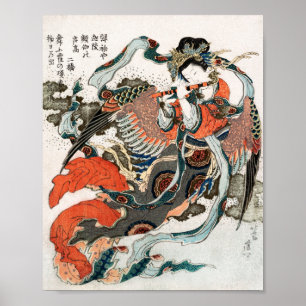 Póster Mujer japonesa jugando a la flauta