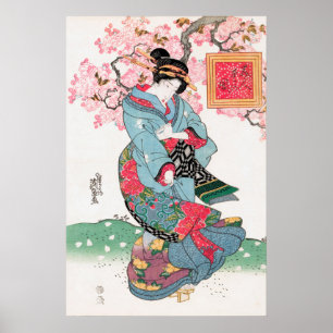 Póster Mujer japonesa por Keisai Eisen (1828)