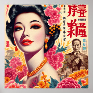 Póster Mujer japonesa vintage