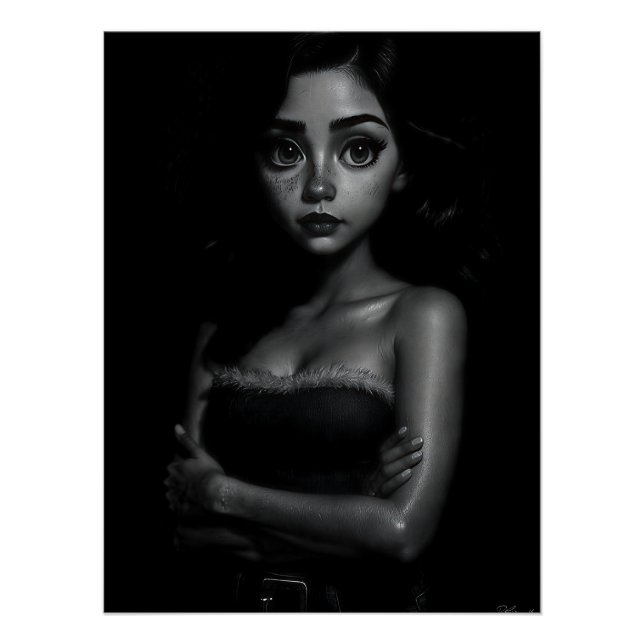 Póster Mujer joven de ojos grandes (Anverso)