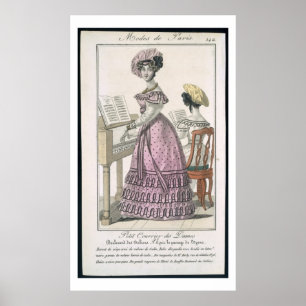 Póster Mujer joven en un vestido rosado del organdí