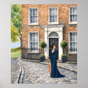 Póster Mujer joven inglesa inspirada en vintage