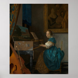 Póster Mujer Joven Sentada En Un Virginal