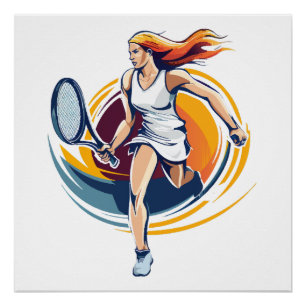 Póster mujer jugando tenis