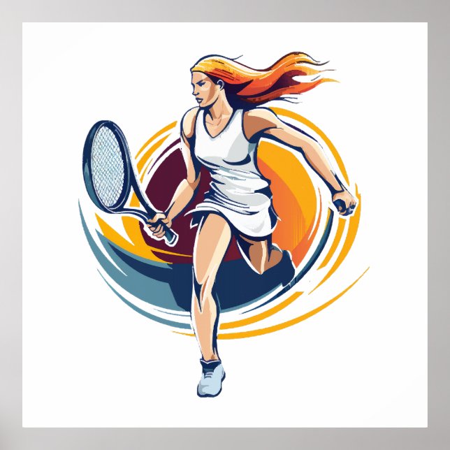 Póster mujer jugando tenis (Frente)