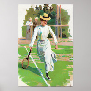 Póster Mujer jugando tenis, alrededor de 1900