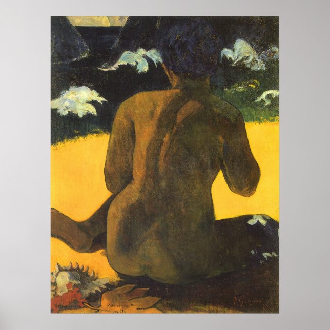 Póster Mujer junto al mar de Paul Gauguin, Bella Artes de (Frente)