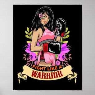 Póster Mujer Latina Empoderada Boxeo Kickboxing Chica Fit