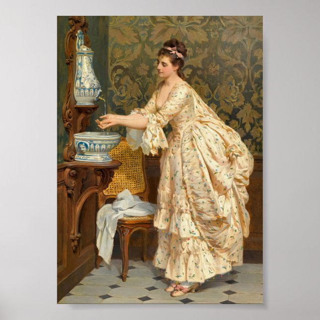 Póster Mujer lavando manos, retrato vintage (Frente)