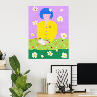 Póster Mujer leyendo en el jardín