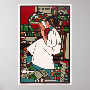 Póster Mujer leyendo un libro Poster
