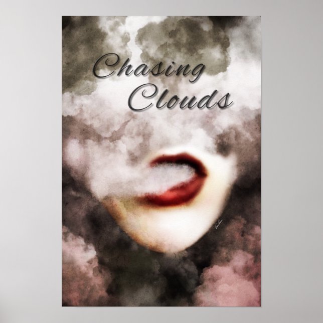 Póster Mujer Liga nubes Vape Premium Poster (Frente)
