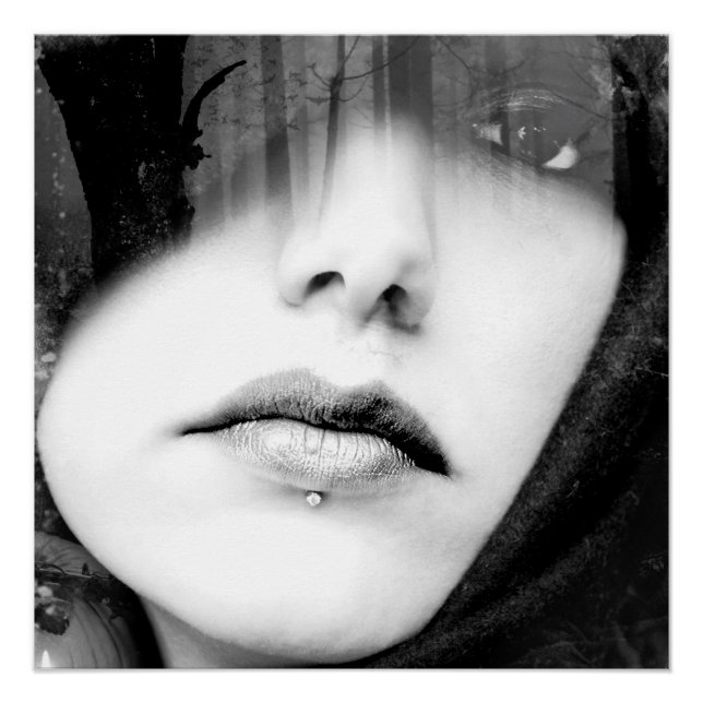 Póster Mujer Lip De Piernas Negra Y Blanca (Anverso)