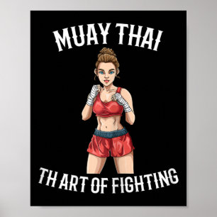 Póster Mujer luchadora de Muay Thai femenina - Boxeo tail